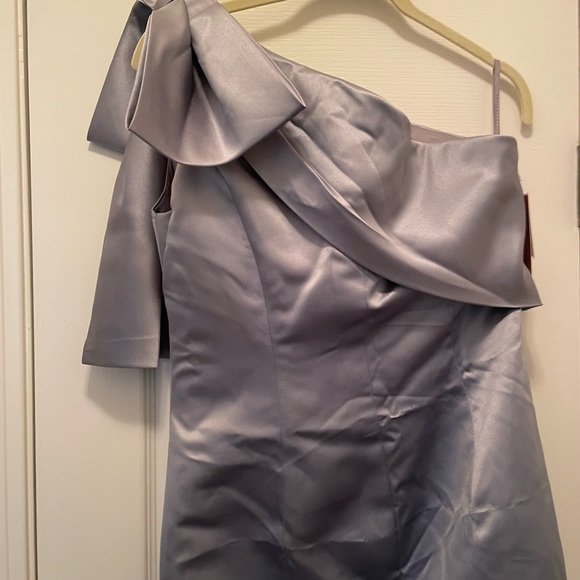 Dusty Blue Mother of the Bride/Groom dress.   One shoulder.  Full length. - Picture 4 of 9